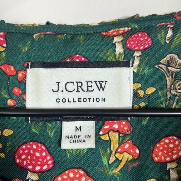 J. Crew Womens 100% Silk Blouse Mushroom Ruffle Collar Preppy Size Medium - Picture 4 of 10